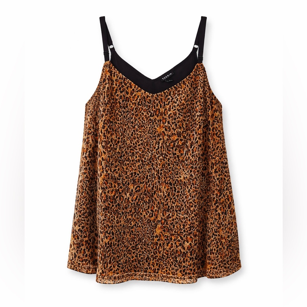 Torrid Metallic Leopard Print Tank Top Size 1X Black Trim Cami